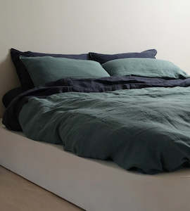 100% French Flax Linen Duvet Set I Lagoon
