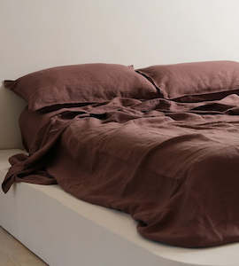 Bed Linen: 100% French Flax Linen Sheet Set I Cocoa