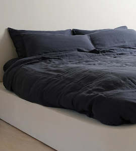 100% French Flax Linen Duvet Cover Set I Midnight