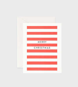 Cards: Father Rabbit Stationery | Merry Christmas Red Stripe Card