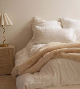 Blankets: Home Lab | Vegan Fur Throw | Big Bear Cream