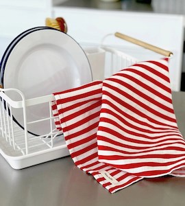 Father Rabbit | Tea Towel | French Nautical Red Stripe