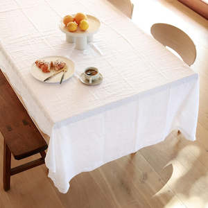 Home Lab I 100% French Flax Linen Tablecloth I White