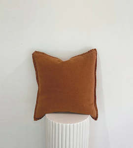 Couch Cushions: Home Lab | 100% Belgium Linen Vintage Washed Cushion Feather Filled | Tobacco