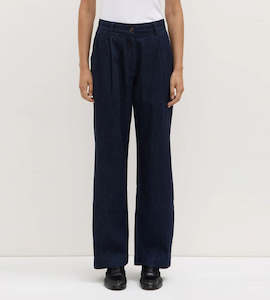 Assembly Label | Kiera Recycled Denim Pleat Front Pant | Deep Indigo