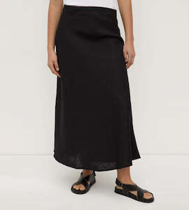 Assembly Label | Melody Linen Bias Skirt | Black