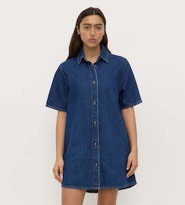 Assembly Label | Neera Denim Mini Shirt Dress | Heritage Blue