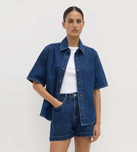 Assembly Label | Boxy Denim Short Sleeve Shirt | Heritage Blue