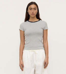 T Shirts: Assembly Label | Thelma Stripe Short Sleeve Tee | Black/White