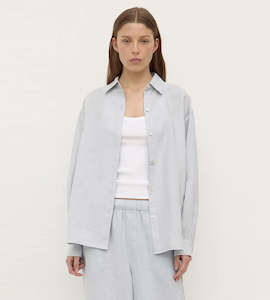 Shirts: Assembly Label | Everyday Womens Linen Long Sleeve Shirt | Cloud