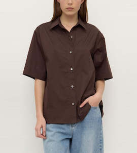 Shirts: Assembly Label | Joni Short Sleeve Shirt | Ganache