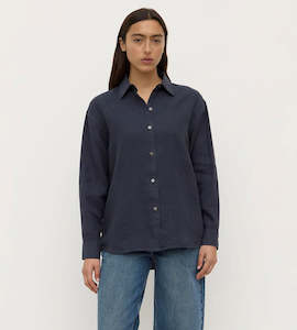 Assembly Label | Everyday Womens Linen Long Sleeve Shirt | True Navy