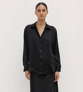 Assembly Label | Pippa Silk Long Sleeve Shirt | Black