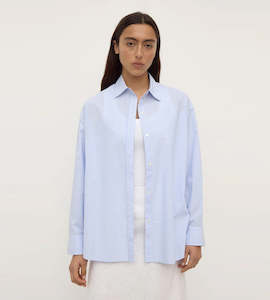 Shirts: Assembly Label | Avoca Stripe Long Sleeve Shirt | Blue/White Stripe