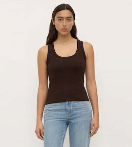 Assembly Label | Robyn Scoop Neck Rib Tank | Ganache