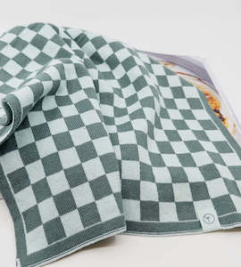 Ecovask | Hand Towel | Sea Foam Chequer