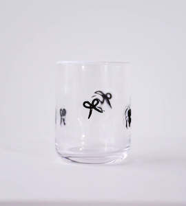 Glassware 1: Home Lab I Black Bow Icon Glass I Set of 4 I Black Bows