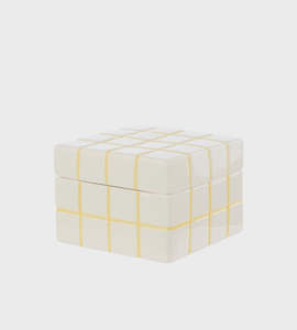 Living Decor: Lulu Collection Check Box | Yellow/White