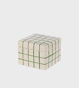 Living Decor: Lulu Collection Check Box | Green/White