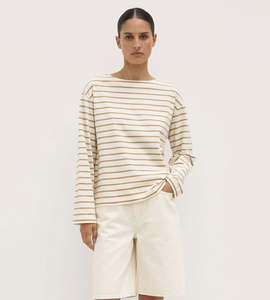 Assembly Label | Bonne Long Sleeve Tee | White/Tan