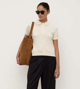 Tops: Assembly Label | Sloane Cotton Cashmere Polo | Cream