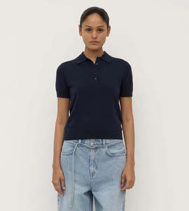 Assembly Label | Sloane Cotton Cashmere Polo | True Navy