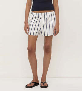 Shorts: Assembly label | Nara Stripe Short | White/True Navy