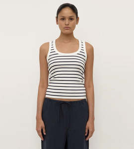 Tanks: Assembly Label | Leony Stripe Tank | True Navy/ Antique White