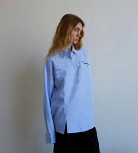 Shirts: Commonplace | Cortez Shirt | Sky/Maroon Stripe