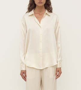Tops: Assembly Label | Pippa Silk Long Sleeve Shirt | Cream