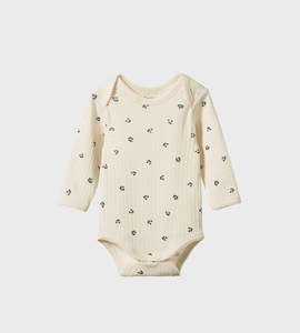 Nature Baby | L/S Bodysuit Pointelle | Winter Berry Print
