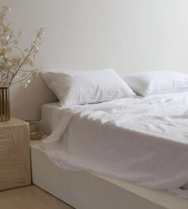 Bed Linen: 100% French Flax Linen Fitted Sheet | White