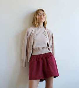 Commonplace | Whimsy Cotton Cardigan | Pink Beige