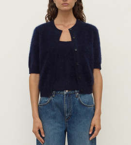 Assembly Label | Carina Wool Short Sleeve Cardigan | True Navy
