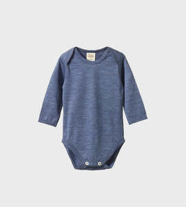 Nature Baby | Merino Wool Long Sleeve Bodysuit | Vintage Indigo Marl