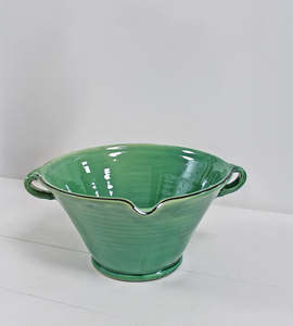 Narrow Based Bowl with Handle and Spout | Green | 27cm