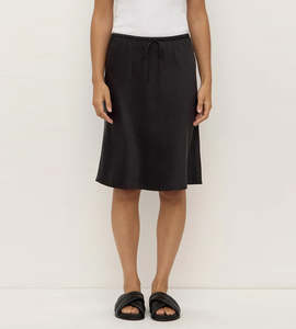 Skirts: Assembly Label | Pippa Silk Knee Length Skirt | Black