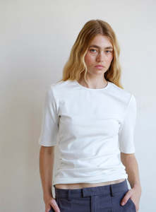 Tees: Commonplace | Ruched SS Tee | Ivory