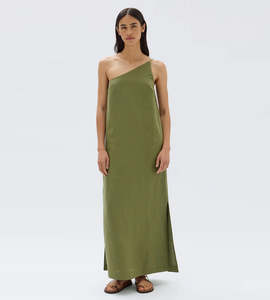 Womens Assembly Label: Assembly Label | Farriday Silk Linen Asymmetric Midi Dress | Pandan
