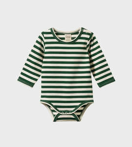 Nature Baby Bodysuits: Nature Baby | Stretch Jersey L/S Bodysuit | Eden Sea Stripe