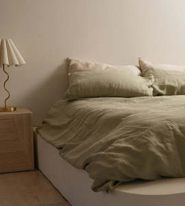 Home Lab | 100% French Flax Linen Duvet Cover Set | Sage
