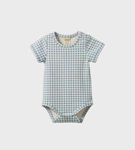 Nature Baby Bodysuits: Nature Baby | Stretch Jersey S/S Bodysuit | Blue Gingham
