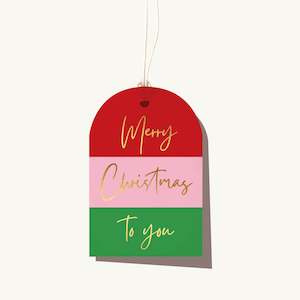 Elm Paper | Tag | Christmas Colour Stripe Gift Tag