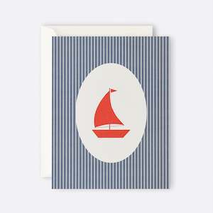 Father Rabbit Everyday Cards: Father Rabbit Stationery | Card | Sail Boat Red