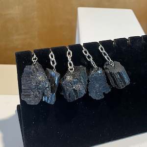Crystal Accessories: Black Tourmaline Rough Keychain