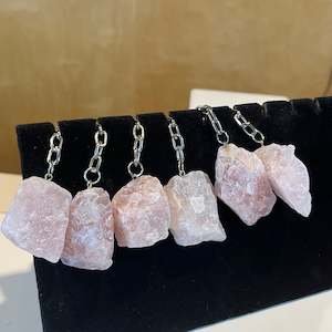 Crystal Accessories: Rose Quartz Rough Keychain