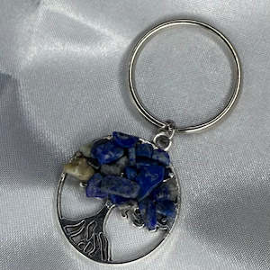 Sodalite Crystal Chip Tree Keychain