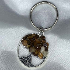 Tigers Eye Crystal Chip Tree Keychain