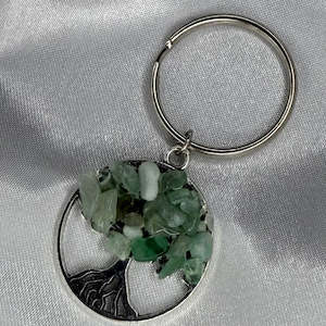 Aventurine Crystal Chip Tree Keychain