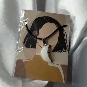 Necklaces: Clear Quartz Half Moon Pendant Necklace